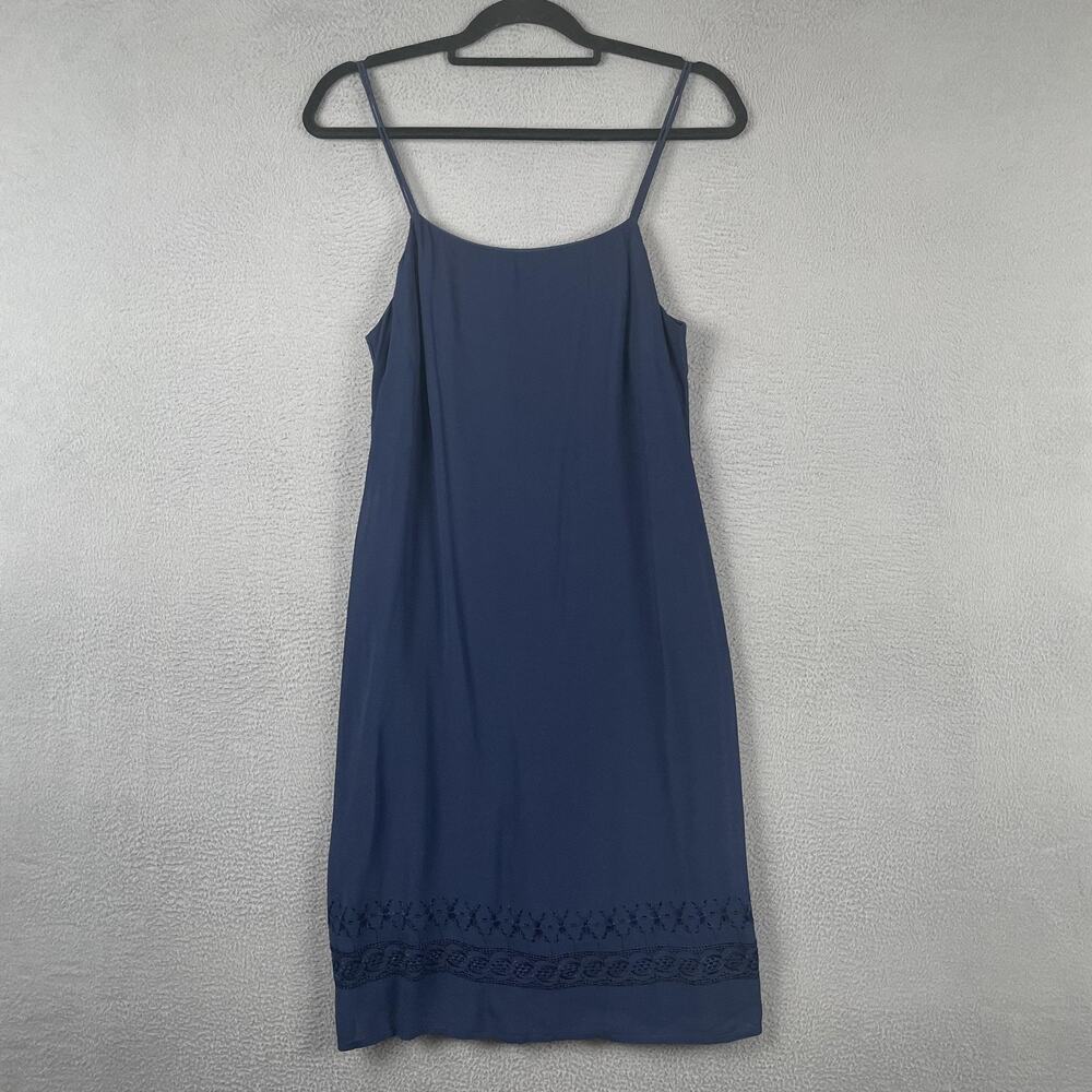 Esprit De Corp Dress Womens 9/10 Blue Slip Strappy Crochet Vintage 90s Grunge